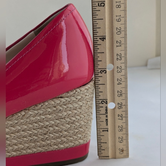 Prada Berry Pink Patent Leather Peep-Toe Wedges Espadrilles Sz 38 - Picture 15 of 15